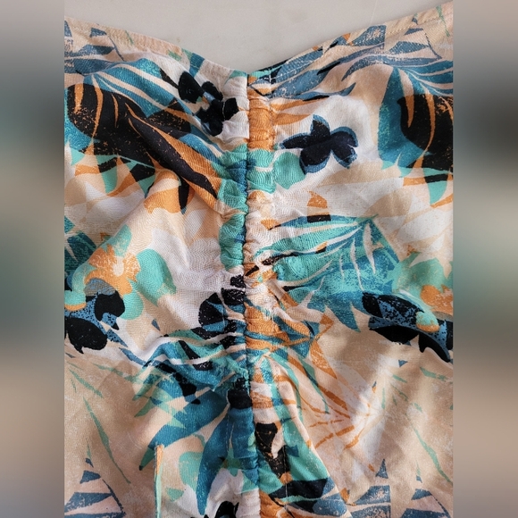 Roxy Tropical White, Blue, Orange Palm Tree Crop Top Size Large - Picture 2 of 9